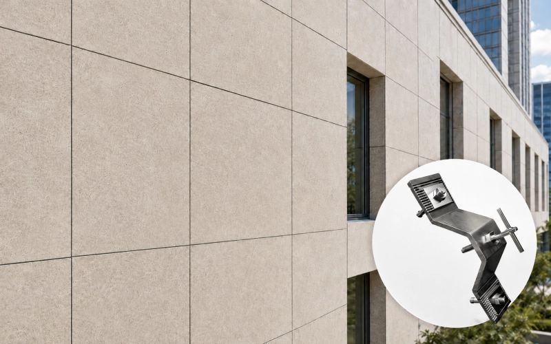 Exterior stone facade cladding system application