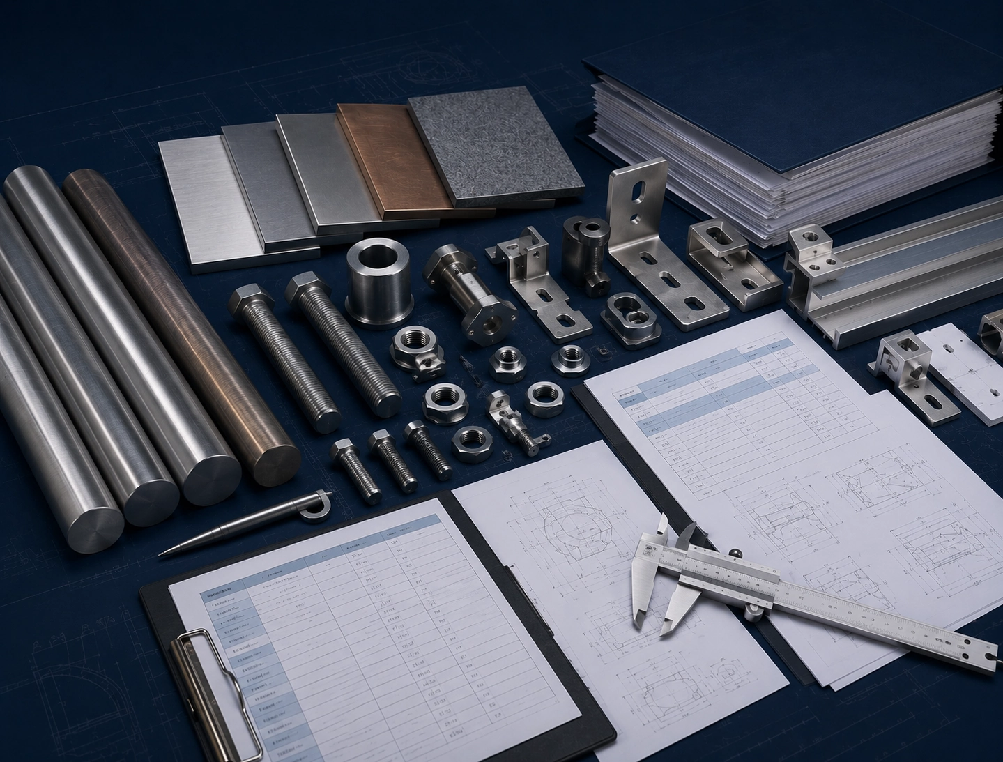 Metal materials, fasteners, drawings and RFQ documents for WISINE B2B supply capability review