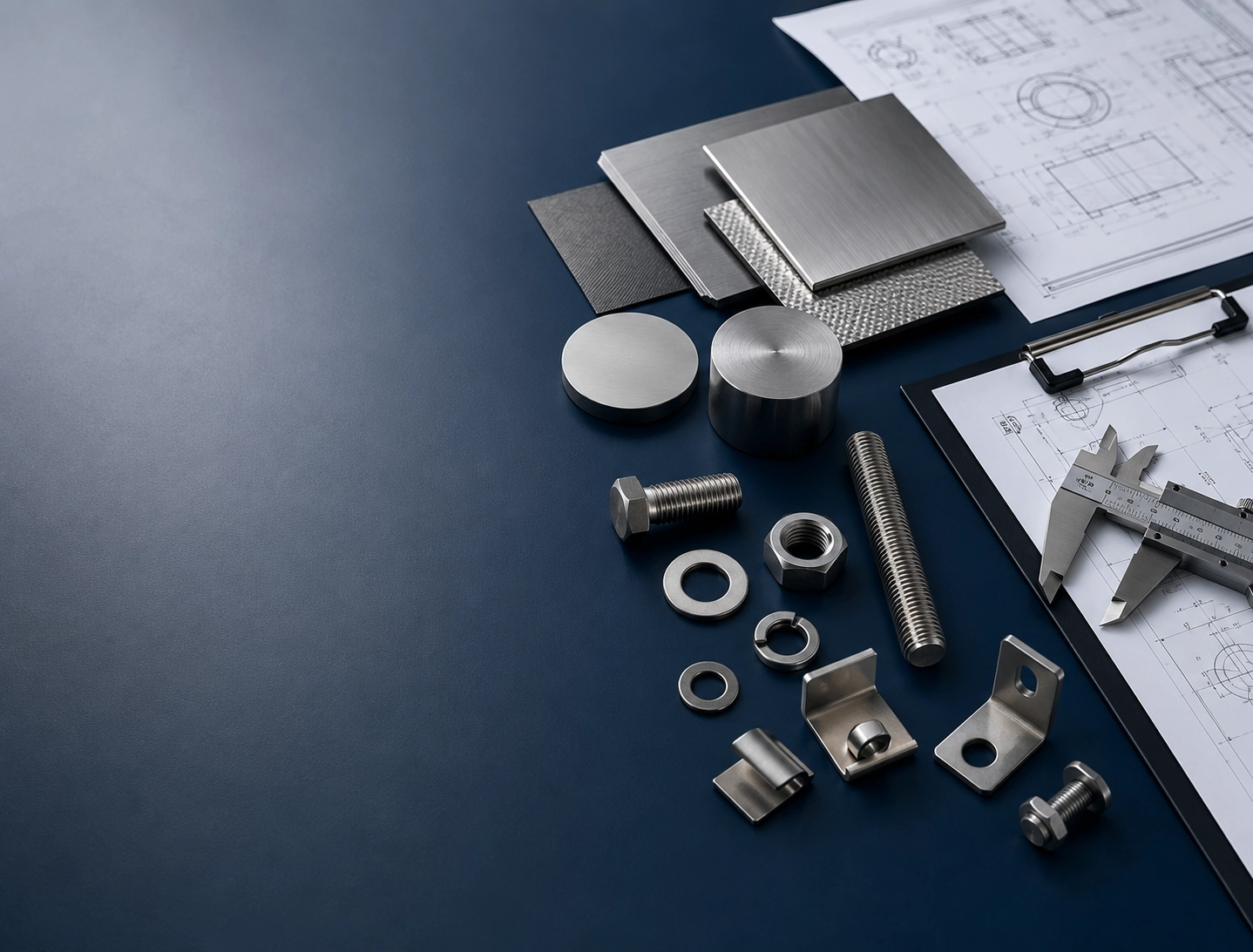 WISINE RFQ inquiry scene with metal materials, fasteners, drawings and quotation review support