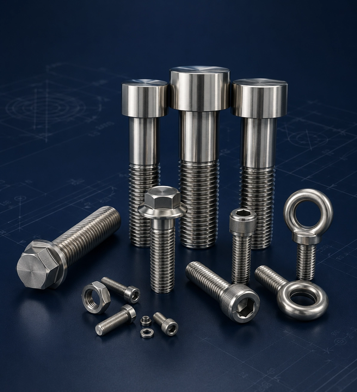 Industrial bolts in stainless steel and alloy materials