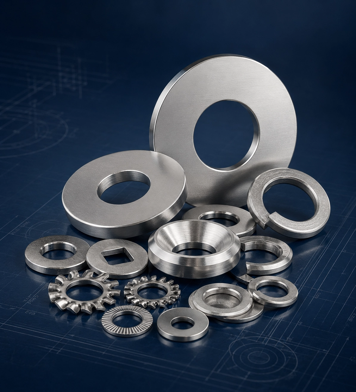 Industrial washers for fastening applications
