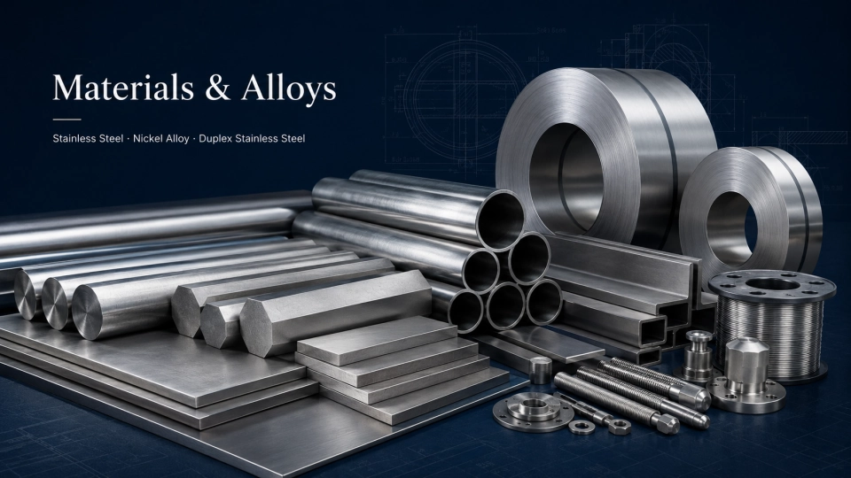 Stainless steel, nickel alloy and duplex alloy materials for industrial supply