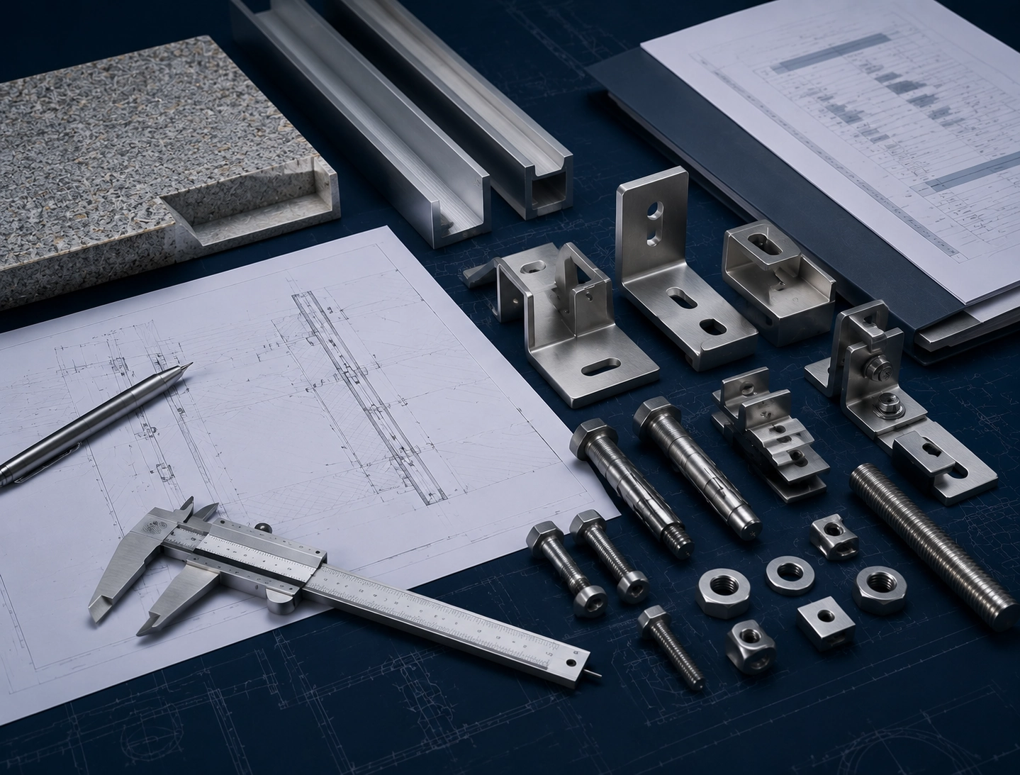 Stone cladding fixing project details for bracket, anchor, rail, clip, material and drawing review