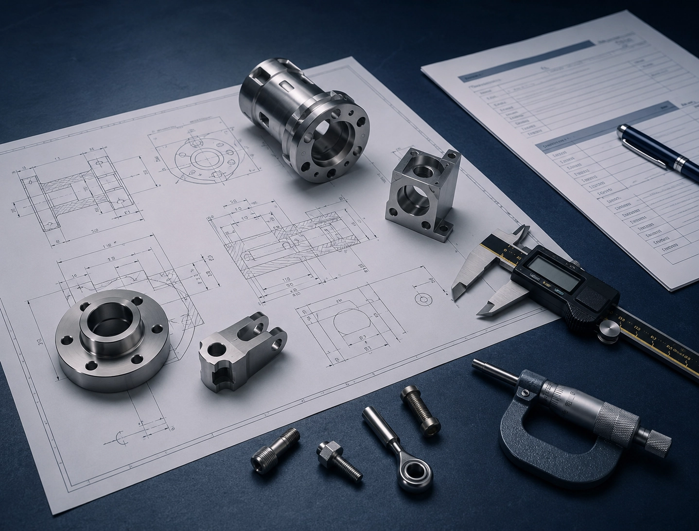 Drawings, material requirements, certificate notes and custom part RFQ preparation