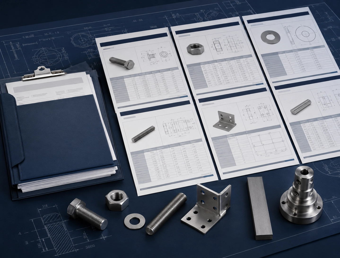 Product datasheets for fastener, material, cladding fixing and custom part RFQ preparation