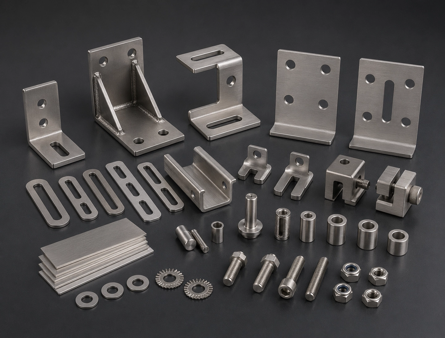 Custom facade fixing hardware kit with brackets anchors plates clips washers shims spacers and special fasteners