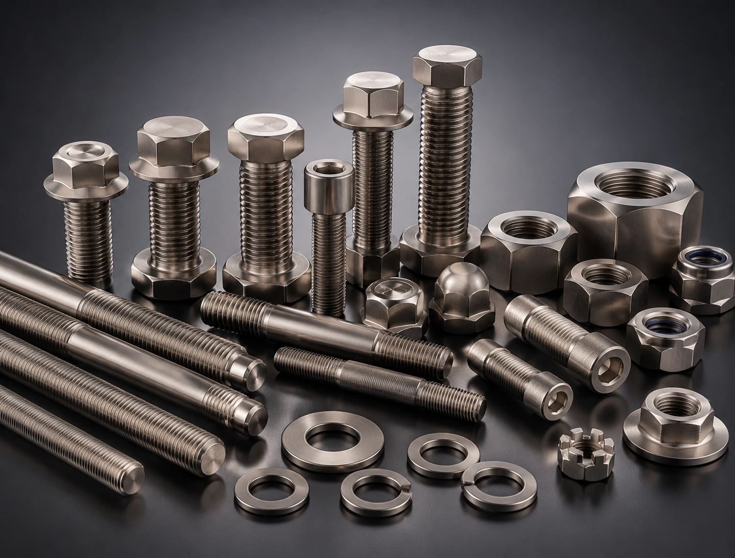 Nickel alloy fasteners including Inconel Hastelloy and Monel style bolts stud bolts nuts and washers