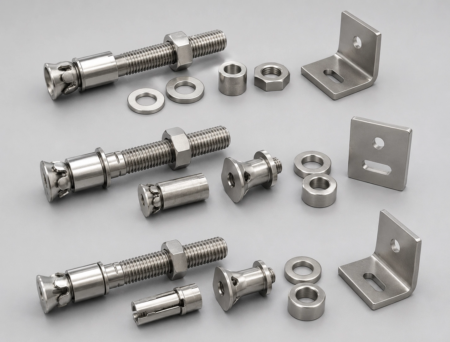 Rear undercut stone anchor components arranged for product configuration review