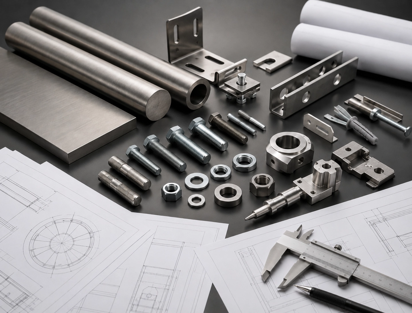 Product datasheets RFQ support image with materials fasteners stone cladding hardware and technical review tools